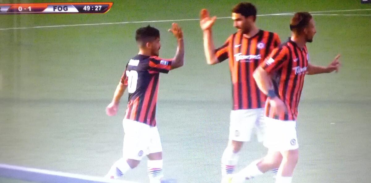 Il Foggia cala il poker! Soffre ma vince a Francavilla - L'esultanza di Sarno dopo il gol