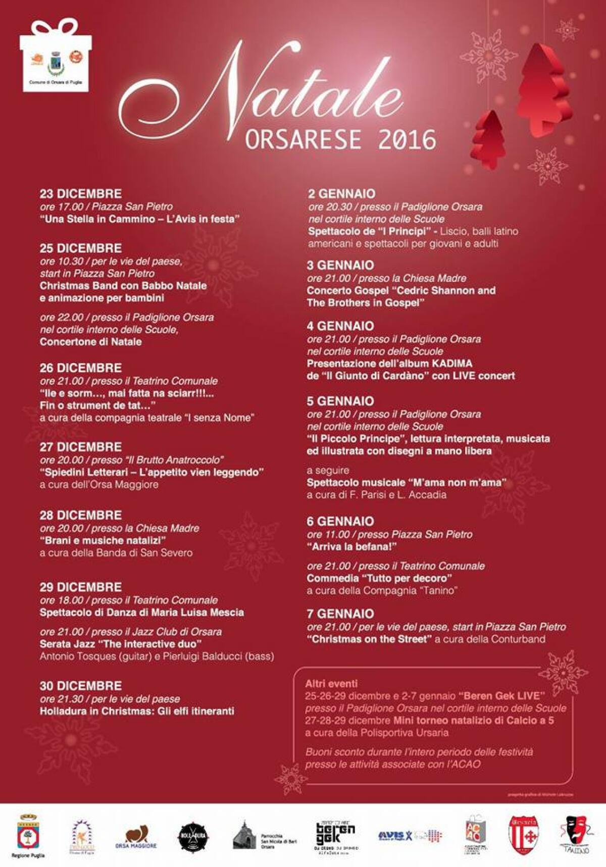 Il Natale a Orsara: 19 date, 23 eventi e la via dello shopping - 