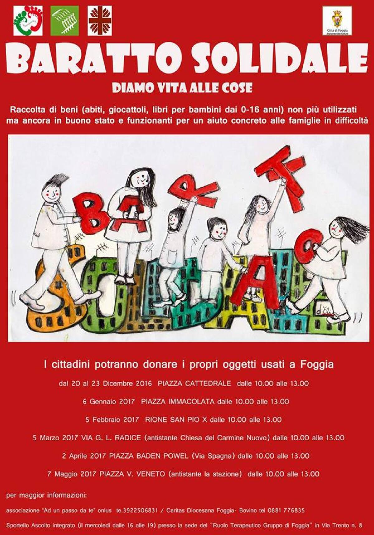 Dal 20 al 23 dicembre il “Baratto Solidale” in Piazzetta a Foggia - 