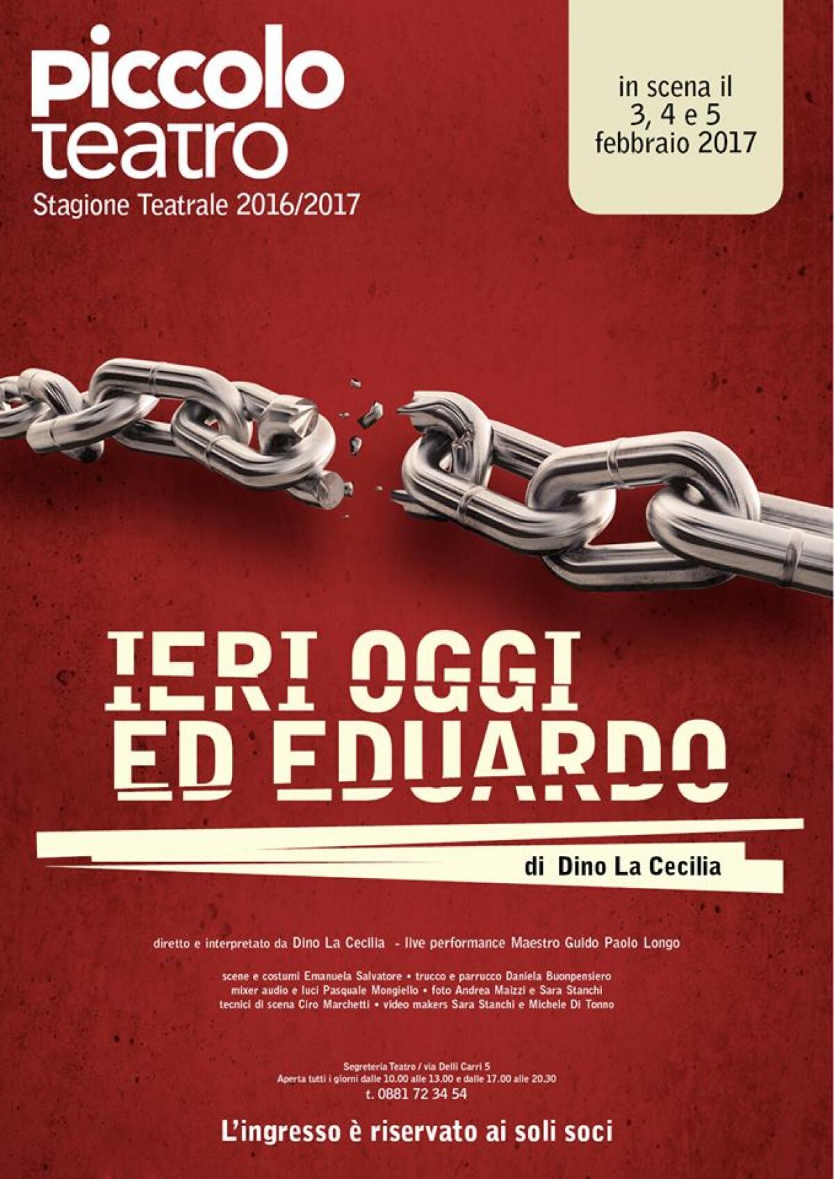 Debutta lo spettacolo "Ieri Oggi ed Eduardo" di Dino La Cecilia - 