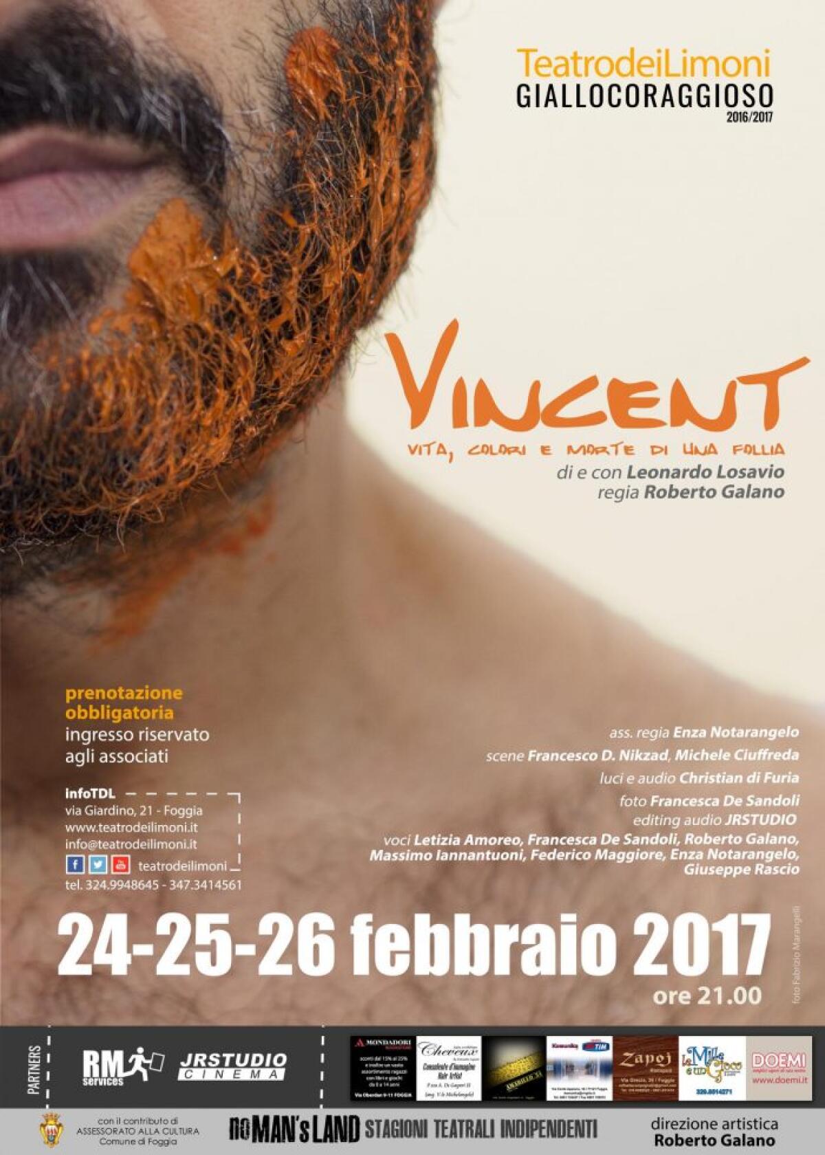 "Vincent - vita, morte e colori di una follia" al Teatro dei Limoni - 