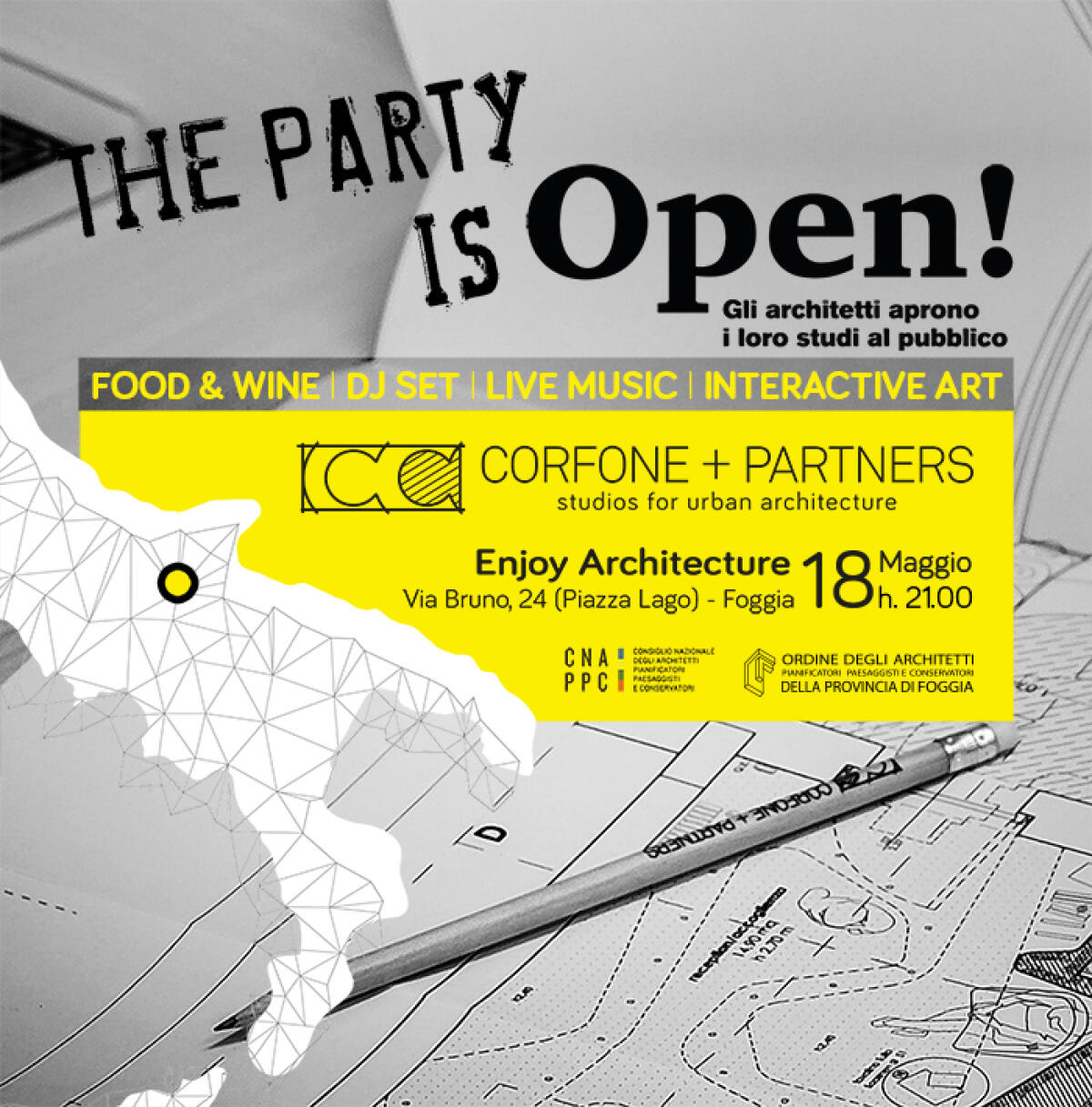Open! Studi Aperti a Foggia. Gli architetti di 'Corfone&Partners' partecipano all'evento nazionale - Compilabile Coverfb Studi