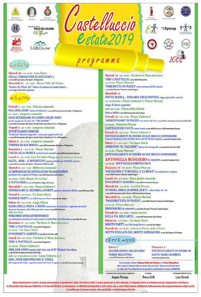Castelluccio estate 2019: il programma di Castelluccio Valmaggiore