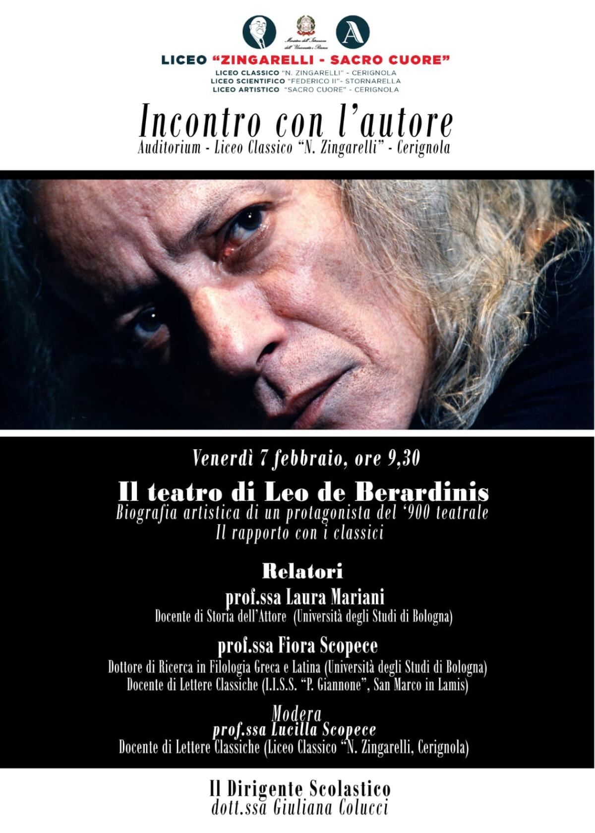 Progetto “Tra le righe”: domani al Liceo “Zingarelli” incontro sul teatro di Leo de Berardinis - 