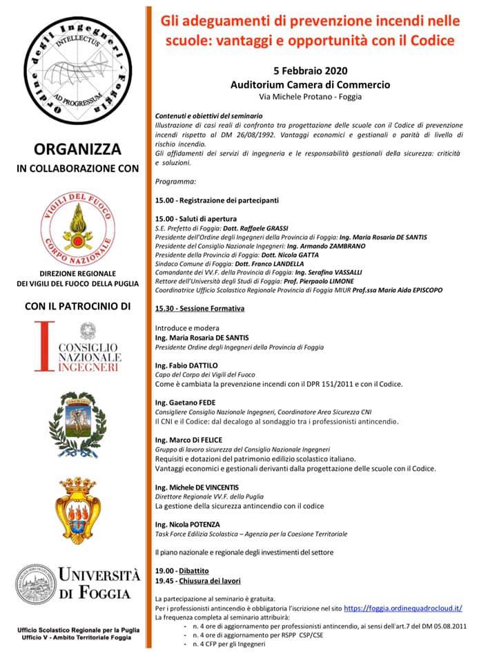 Gli adeguamenti di prevenzione incendi nelle scuole: il convegno promosso dall'Ordine degli Ingegneri