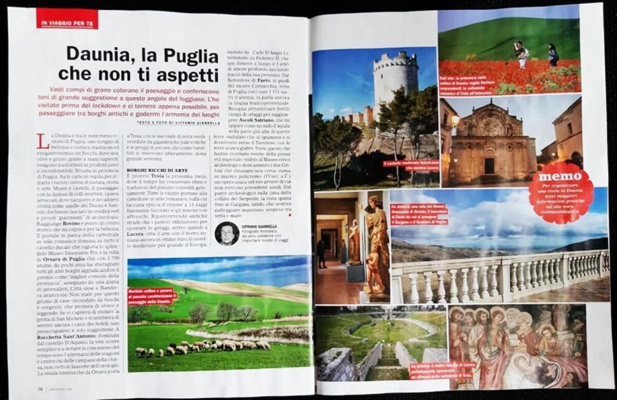 "Daunia, la Puglia che non ti aspetti", nella rivista Confidenze un reportage sui Monti Dauni - 