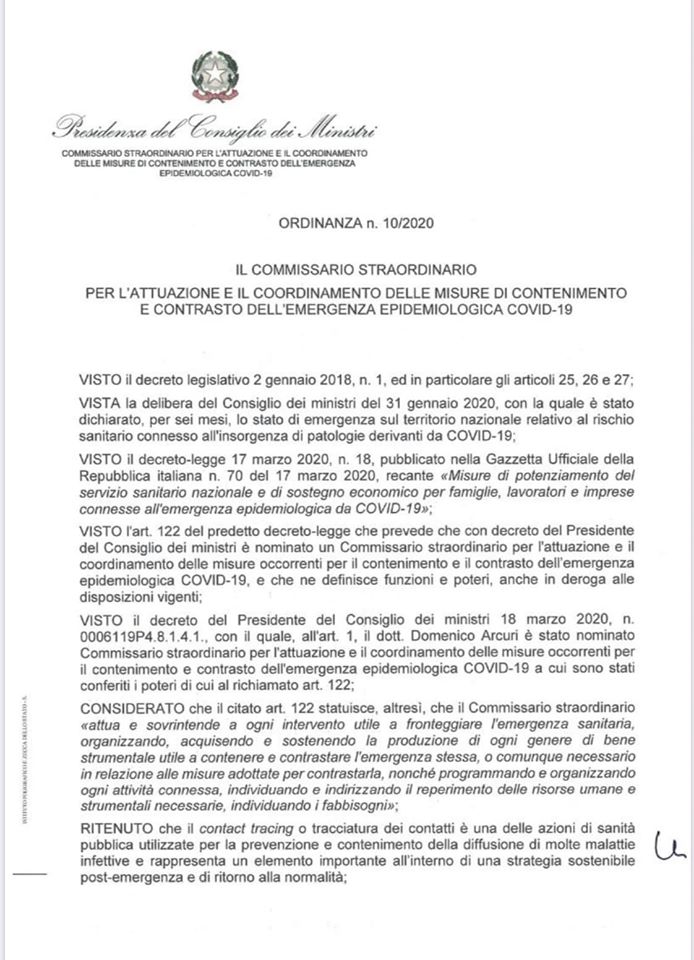 Covid-19: firmata ordinanza per "Immuni", l'app per tracciare i contagi