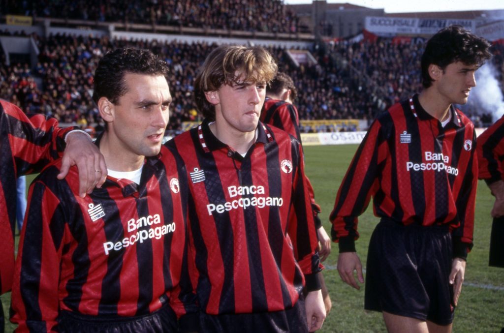 Giuseppe Signori, detto Beppe, calciatore italiano del Foggia, di ruolo attaccante Campionato 1991/1992 - Retrospettivanella foto con Francesco Baiano©ARCHIVIO / AGENZIA ALDO LIVERANI SAS