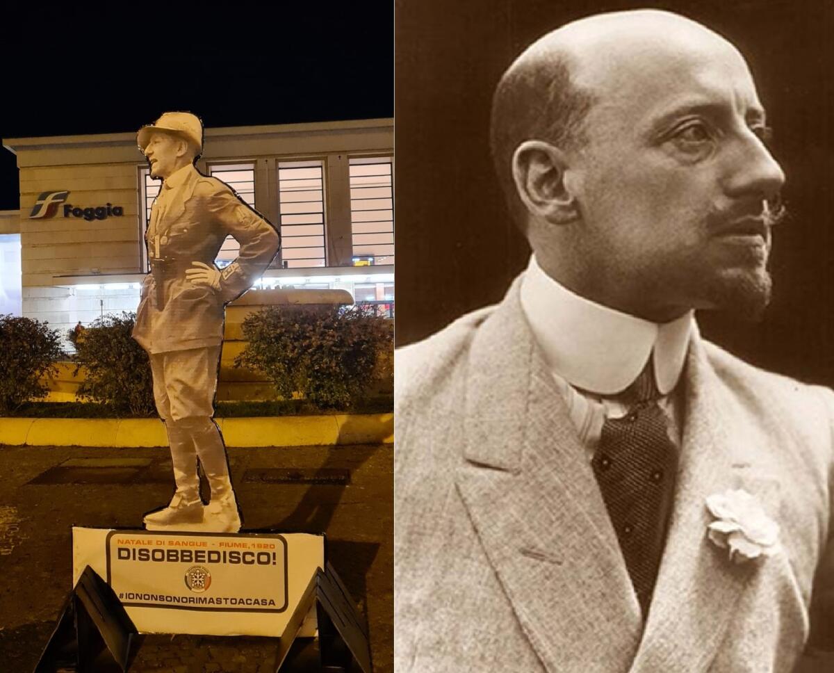 Davanti alla Stazione di Foggia spunta D'Annunzio, l'installazione di CasaPound nel capoluogo dauno - 