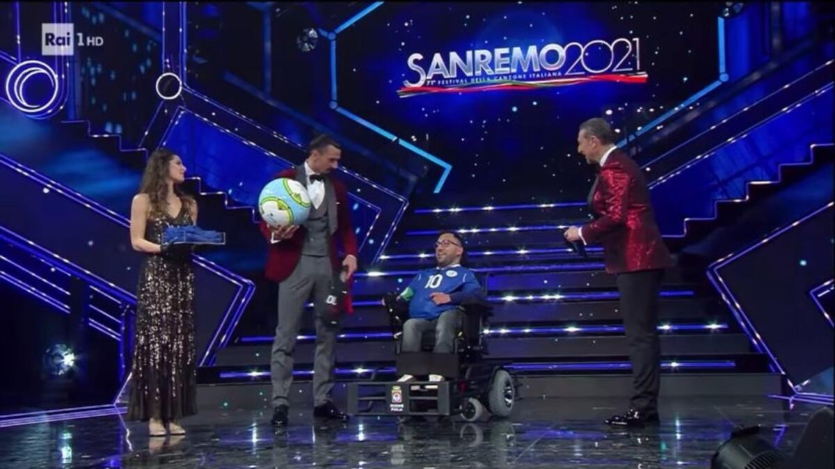 Il pugliese Donato Grande, campione italiano di Powerchair Football, ieri a Sanremo - 