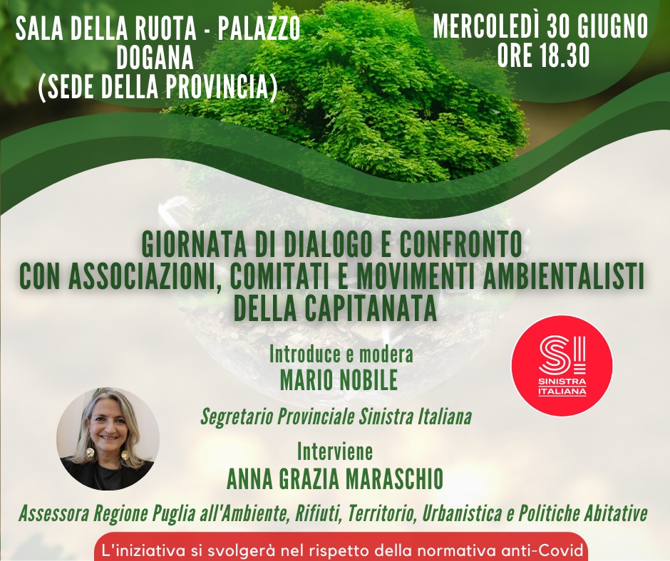 A Foggia incontro pubblico con Anna Grazia Maraschio, Assessora ad Ambiente e Territorio della Regione Puglia