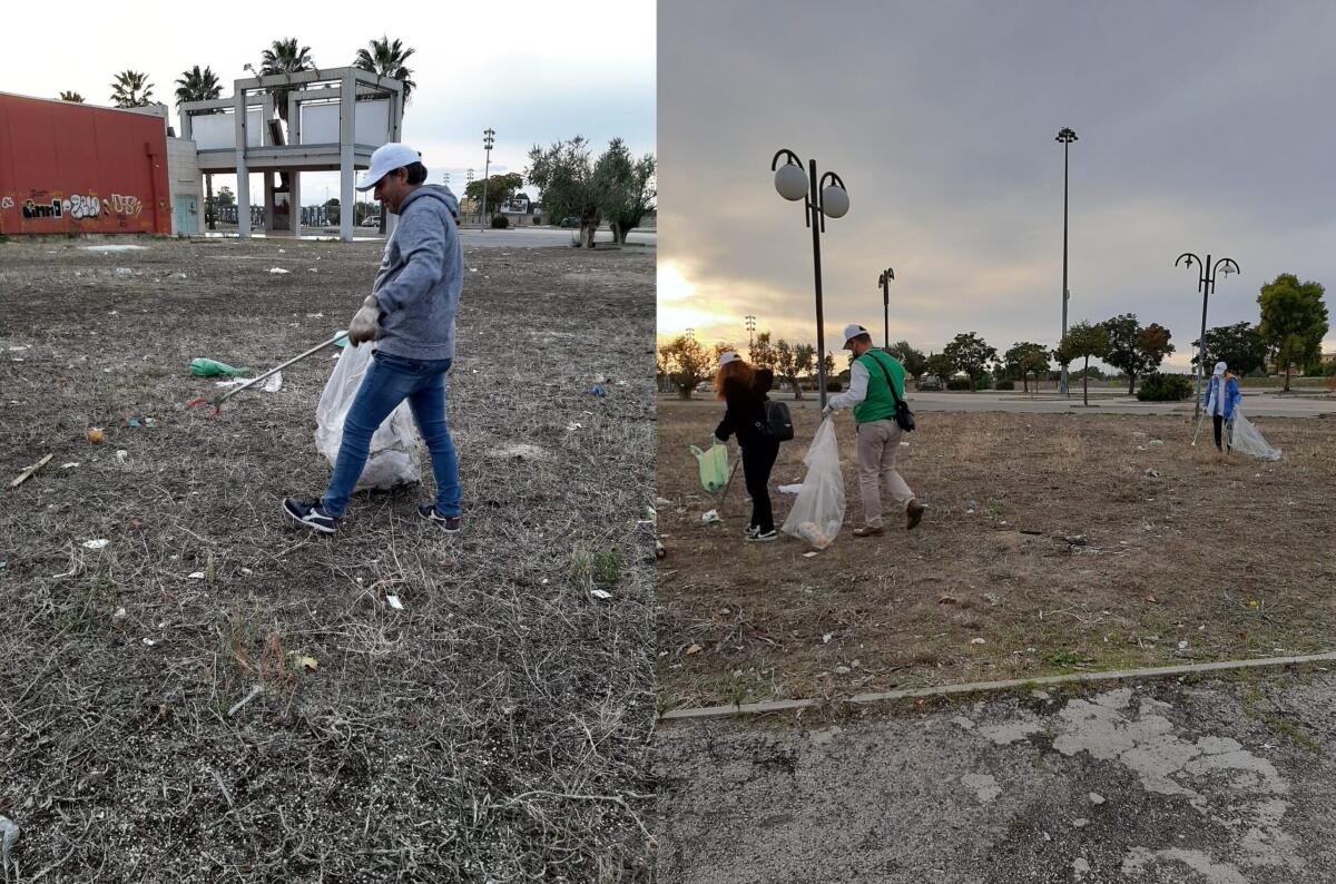 Tappi, scatoloni, cartacce e molta plastica raccolti alla Città del Cinema di Foggia - 