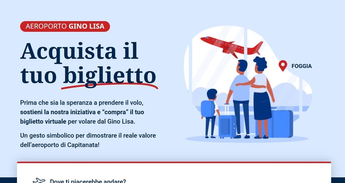 Oltre 67mila biglietti "acquistati" per volare dal Gino Lisa: un gesto simbolico per dimostrare il reale valore dell’aeroporto di Capitanata - 