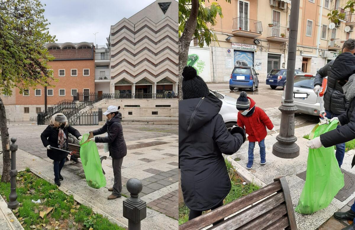 Famiglie foggiane si riuniscono per la raccolta rifiuti: ripulita Piazza dell'Immocolata - 