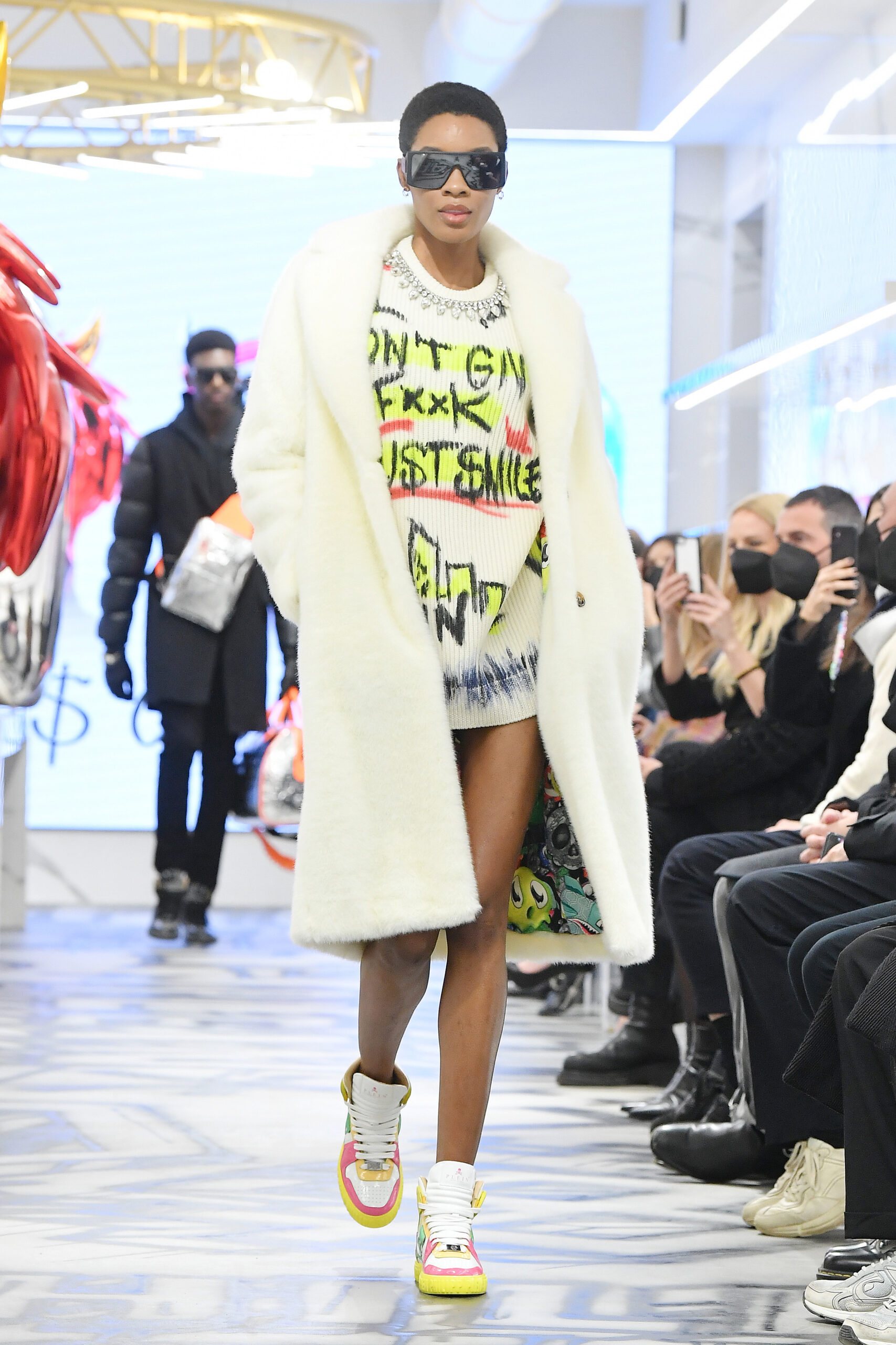 MILAN, ITALY – JANUARY 15: A model walks the runway at the Philipp Plein “Little Monsters” Capsule Collection FW22/23 on January 15, 2022 in Milan, Italy. (Photo by Jacopo M. Raule/Getty Images for Philipp Plein)