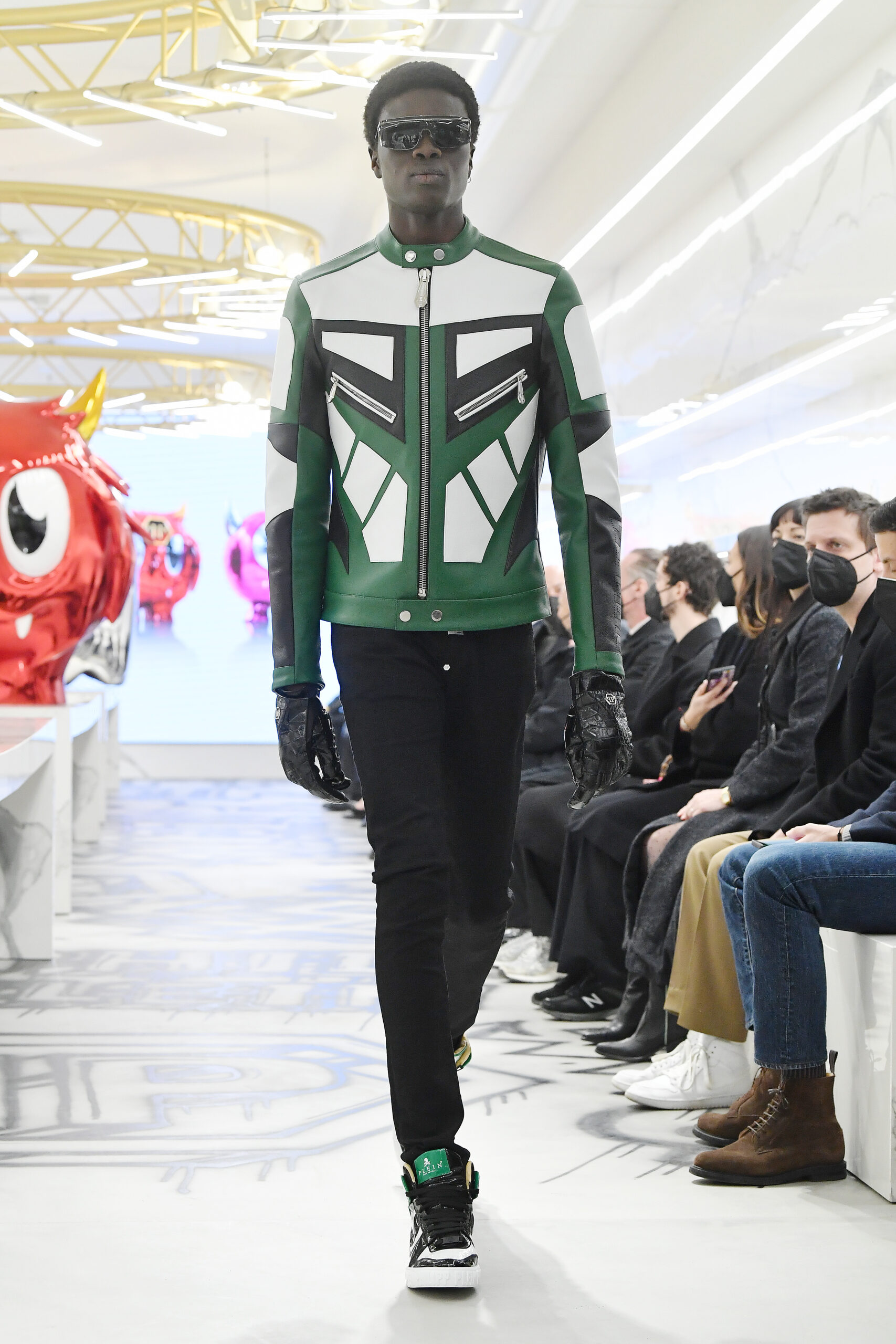 MILAN, ITALY – JANUARY 15: A model walks the runway at the Philipp Plein “Little Monsters” Capsule Collection FW22/23 on January 15, 2022 in Milan, Italy. (Photo by Jacopo M. Raule/Getty Images for Philipp Plein)