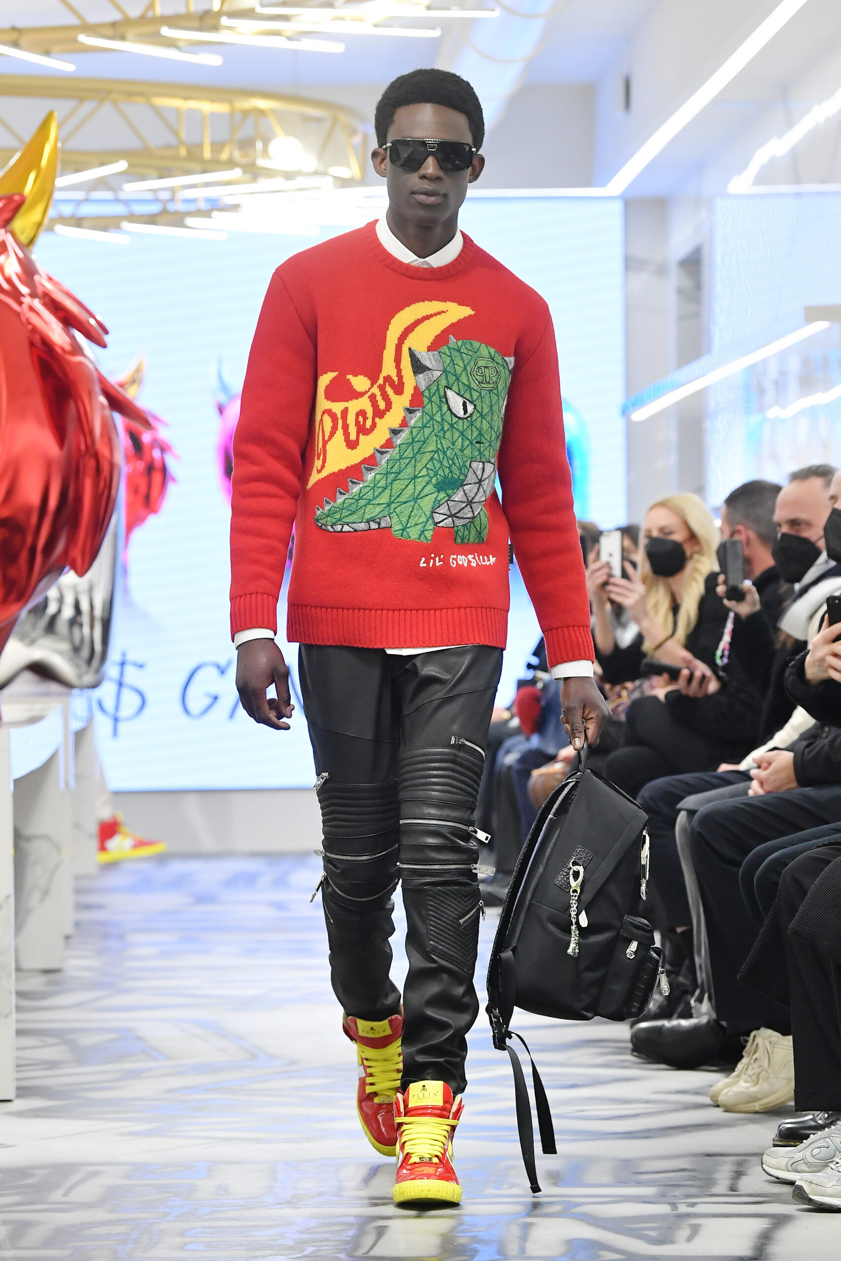 MILAN, ITALY – JANUARY 15: A model walks the runway at the Philipp Plein “Little Monsters” Capsule Collection FW22/23 on January 15, 2022 in Milan, Italy. (Photo by Jacopo M. Raule/Getty Images for Philipp Plein)