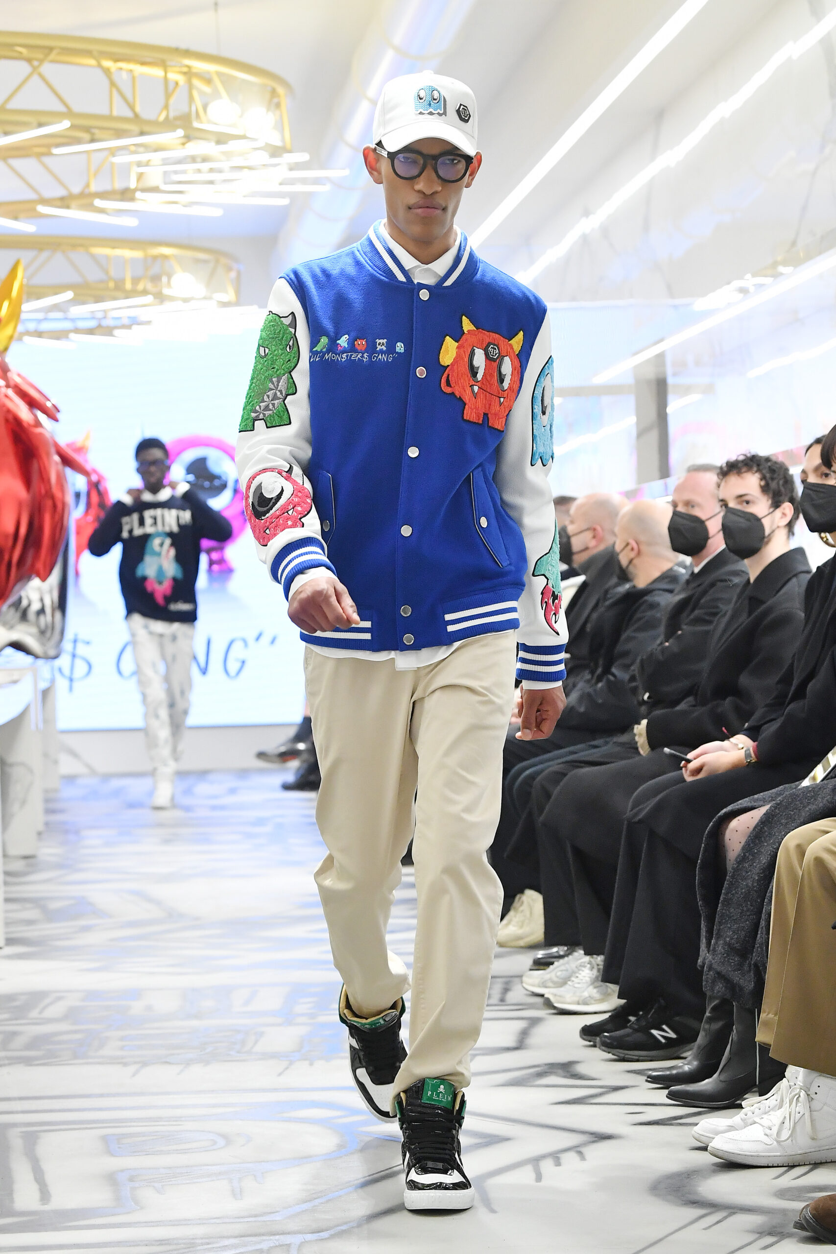 MILAN, ITALY – JANUARY 15: A model walks the runway at the Philipp Plein “Little Monsters” Capsule Collection FW22/23 on January 15, 2022 in Milan, Italy. (Photo by Jacopo M. Raule/Getty Images for Philipp Plein)