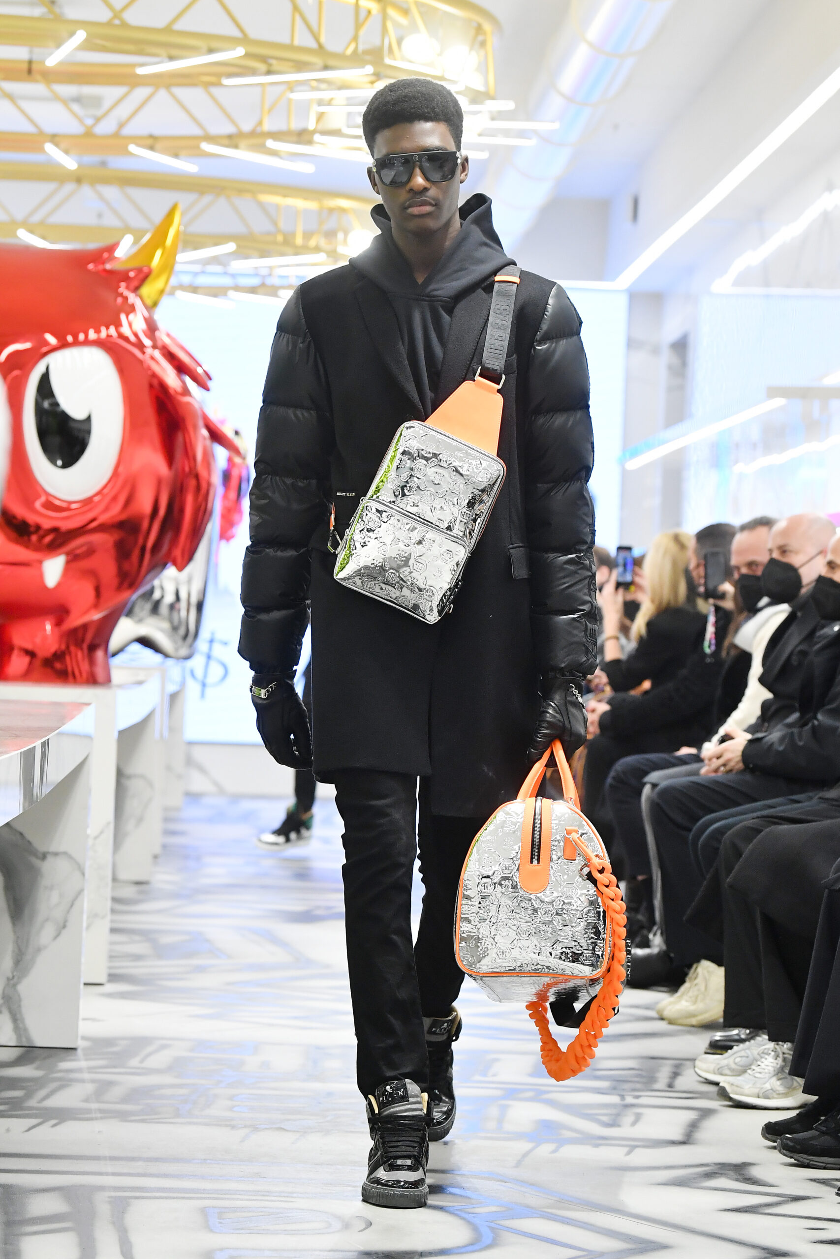 MILAN, ITALY – JANUARY 15: A model walks the runway at the Philipp Plein “Little Monsters” Capsule Collection FW22/23 on January 15, 2022 in Milan, Italy. (Photo by Jacopo M. Raule/Getty Images for Philipp Plein)