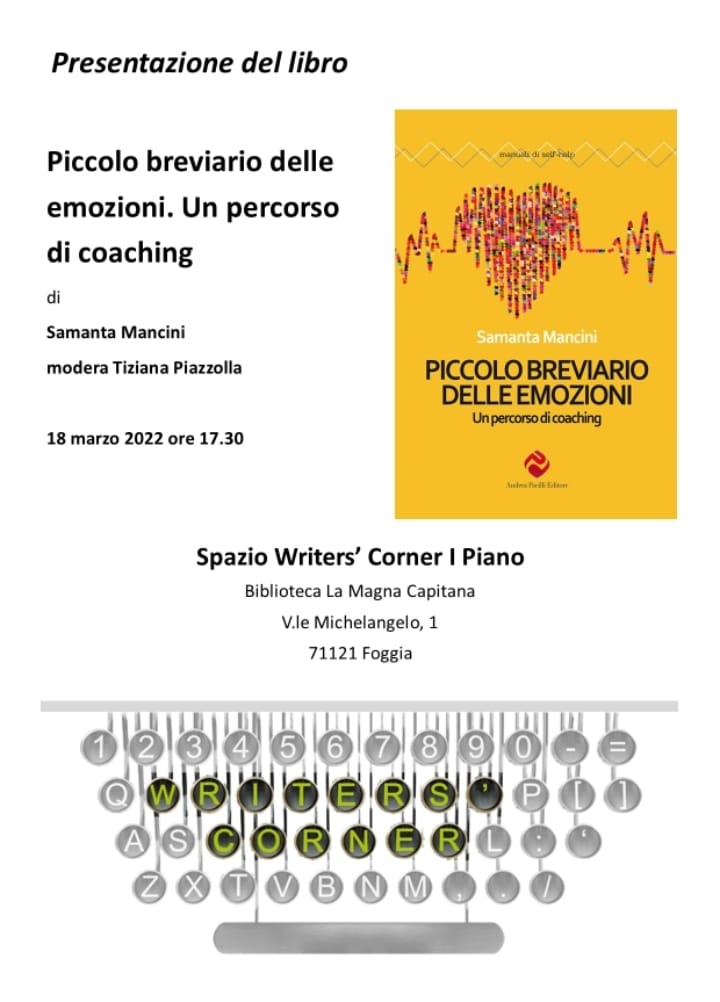 Si parla di emozioni e coaching alla Biblioteca Provinciale. Appuntamento da non perdere con la presentazione del libro "Piccolo breviario delle emozioni. Breve percorso di coaching"