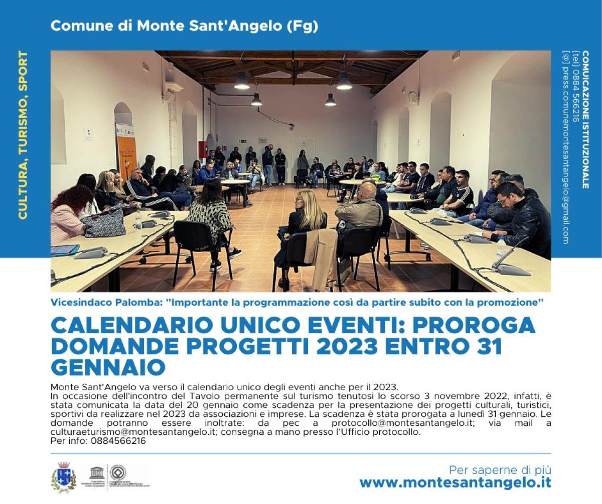 Calendario unico eventi a Monte: proroga domande progetti 2023 entro il 31 gennaio - 