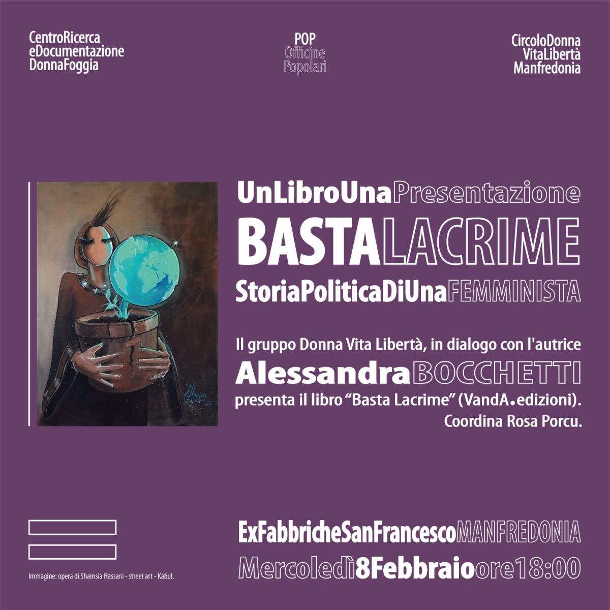 “Basta lacrime”, dialogo con Alessandra Bocchetti, l'8 Febbraio alle Ex Fabbriche di San Francesco - 