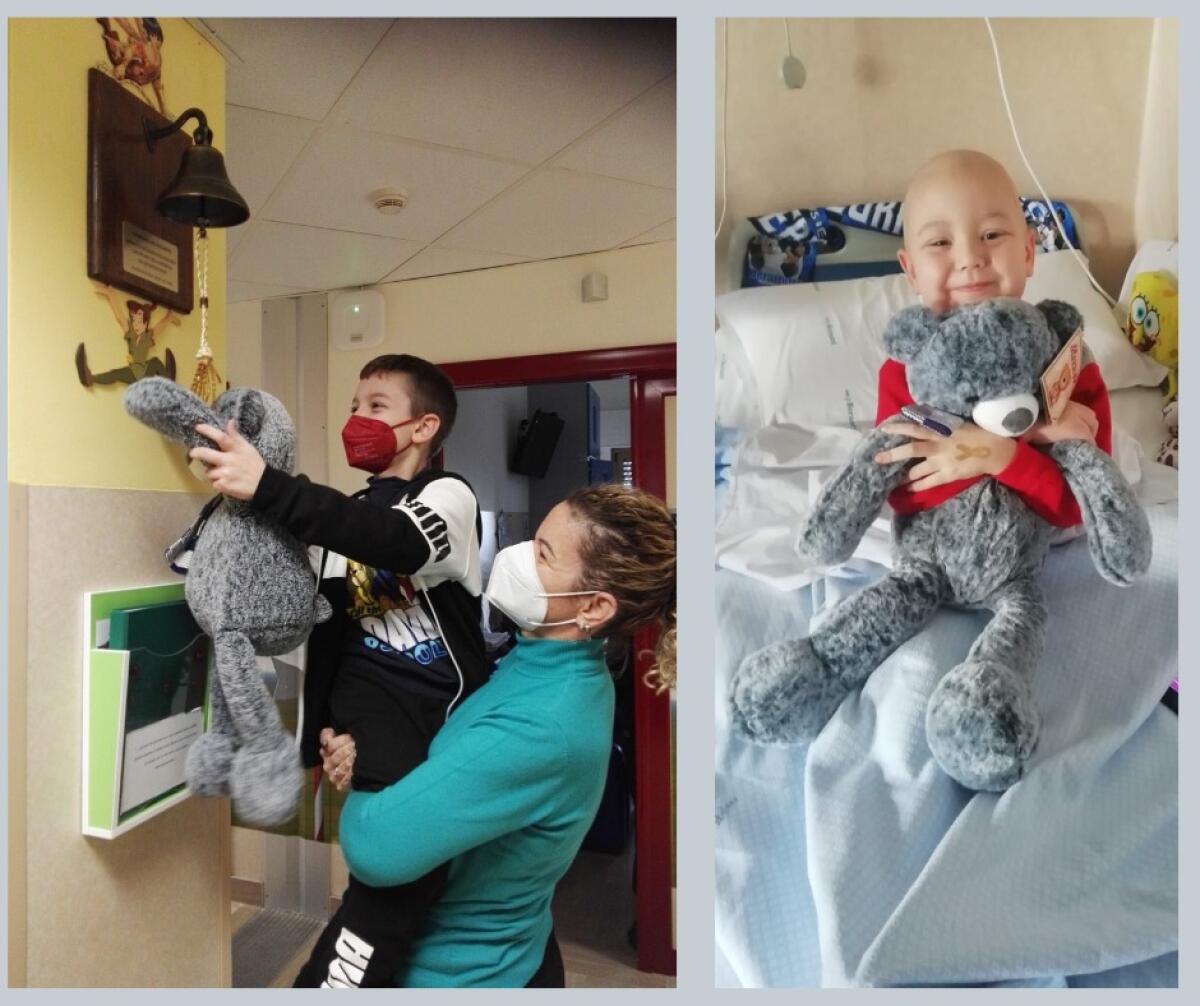Aksel sconfigge la leucemia insieme al suo orsetto Teddy e suon la Campanella a Casa Sollievo - 