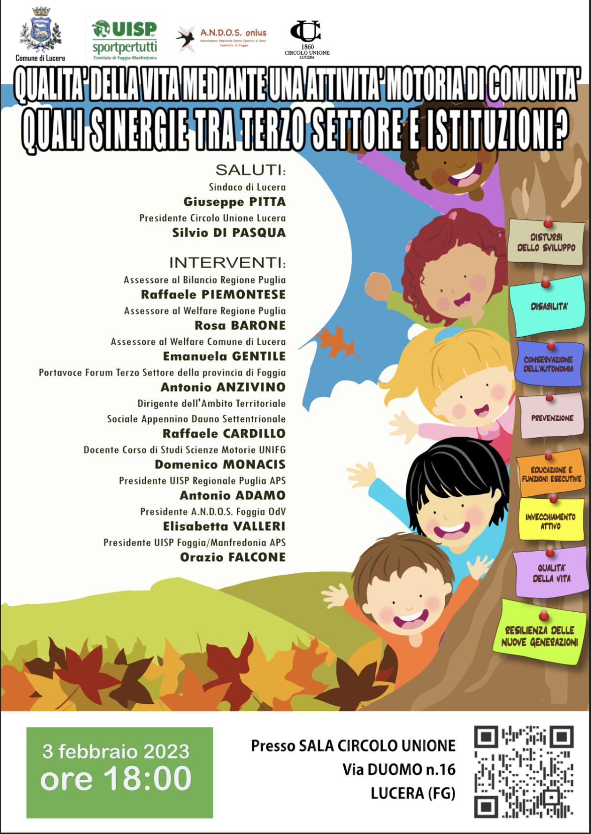 Convegno “Qualità della vita mediante una attività motoria di comunità: Quale sinergia tra terzo settore e istituzioni?” - 