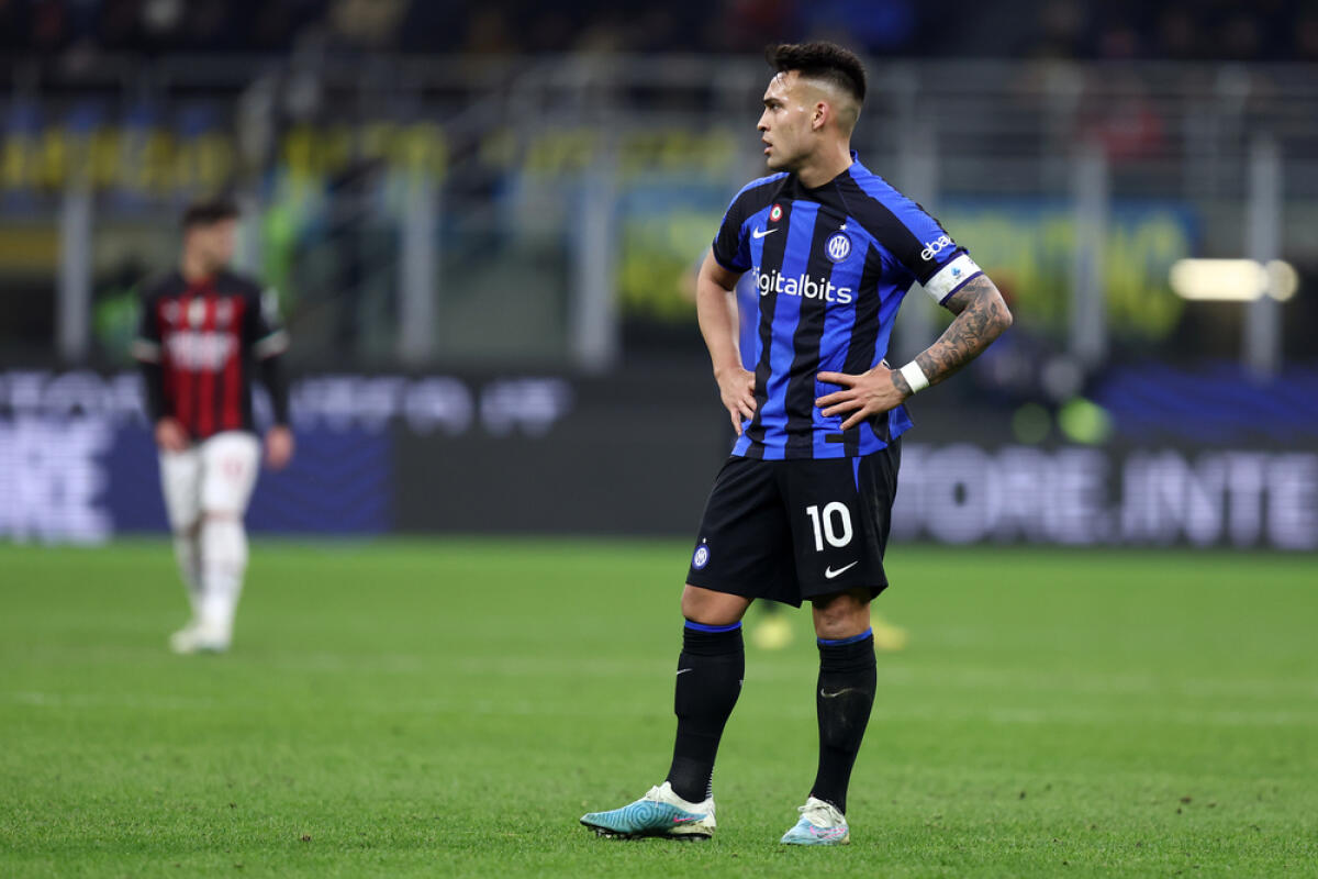 Anticipo al venerdì 7 aprile per le tre italiane di Coppa - Milano, Italy. 5 February 2023 . Lautaro Martinez of Fc Internazionale during the Serie A football match between Fc Internazionale and Ac Milan.