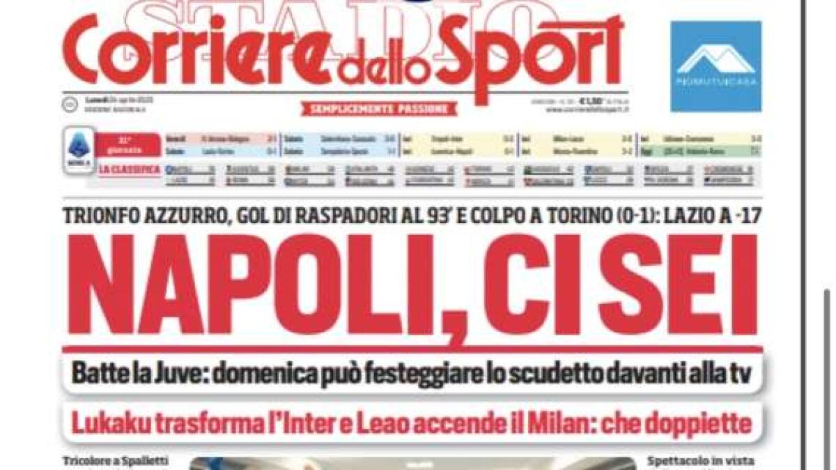 'O sole tuo', le prime pagine dei quotidiani sportivi - 