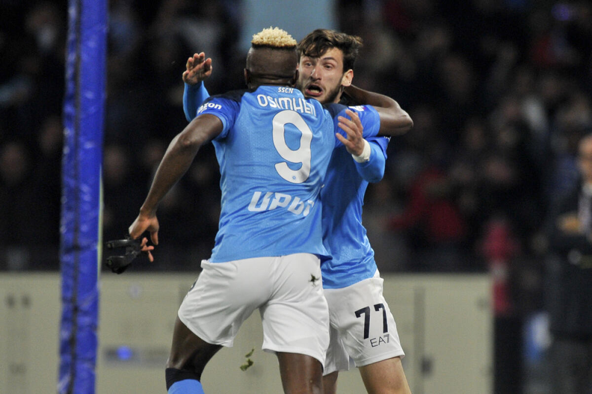 Napoli, è arrivato il verdetto su Osimhen - Victor Osimhen and Khvicha Kvaratskhelia players of Napoli, during the match of the Italian Serie A league between Napoli vs Juventus final result, Napoli 5, Juventus 1, match played at the Diego Armando Maradona stadium.