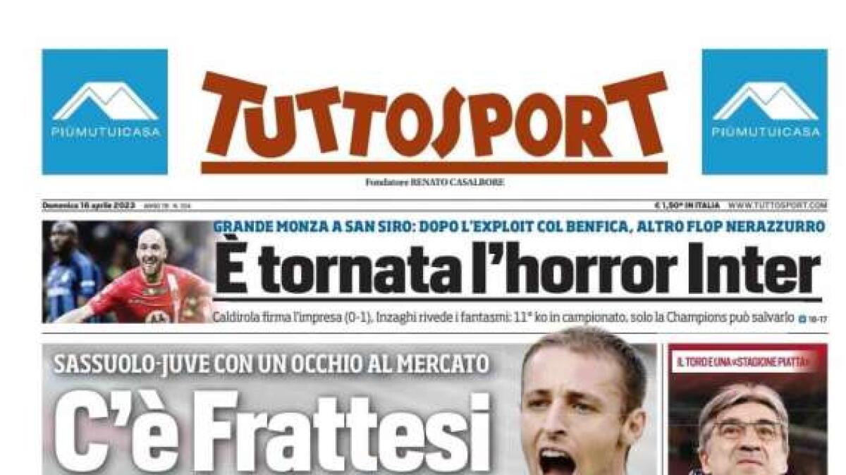 "E' tornata l'horror Inter", le prime pagine dei quotidiani sportivi - 