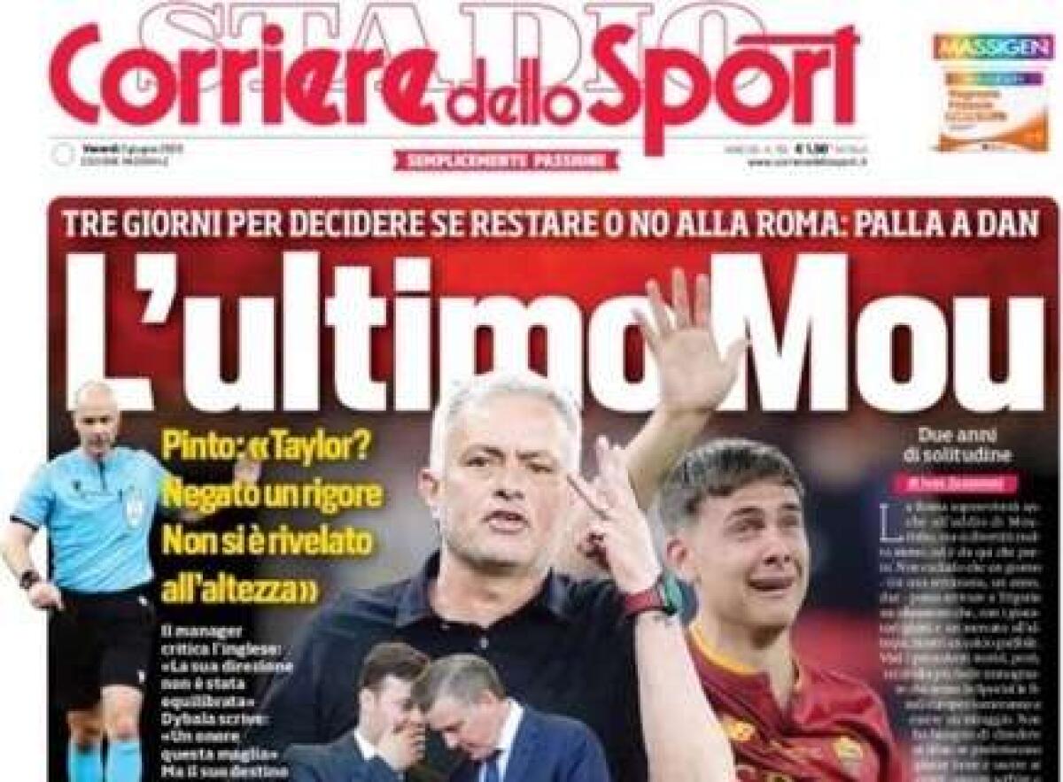 'L'ultimo Mou', le prime pagine dei quotidiani - 