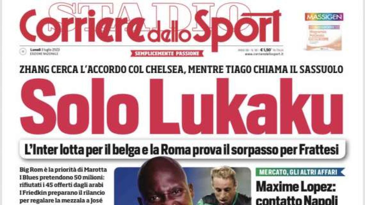 'Solo Lukaku', le prime pagine dei giornali sportivi - 