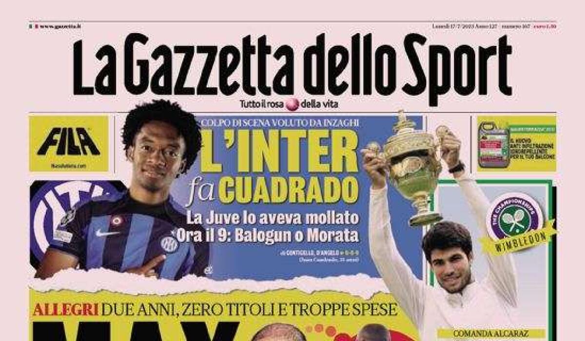 'L'Inter fa Cuadrado', le prime pagine dei giornali - 