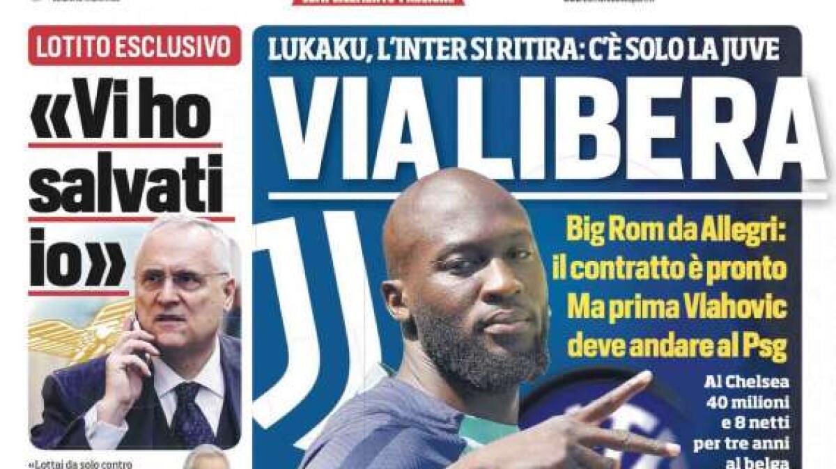 'Mai più Lukaku', le prime pagine dei giornali - 