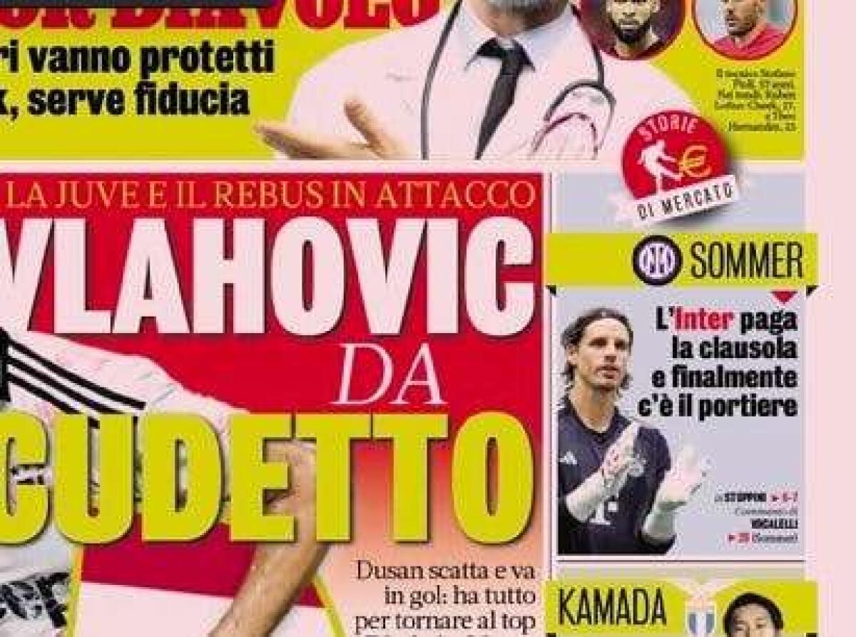 'Vlahovic da scudetto' nelle prime pagine dei giornali - 