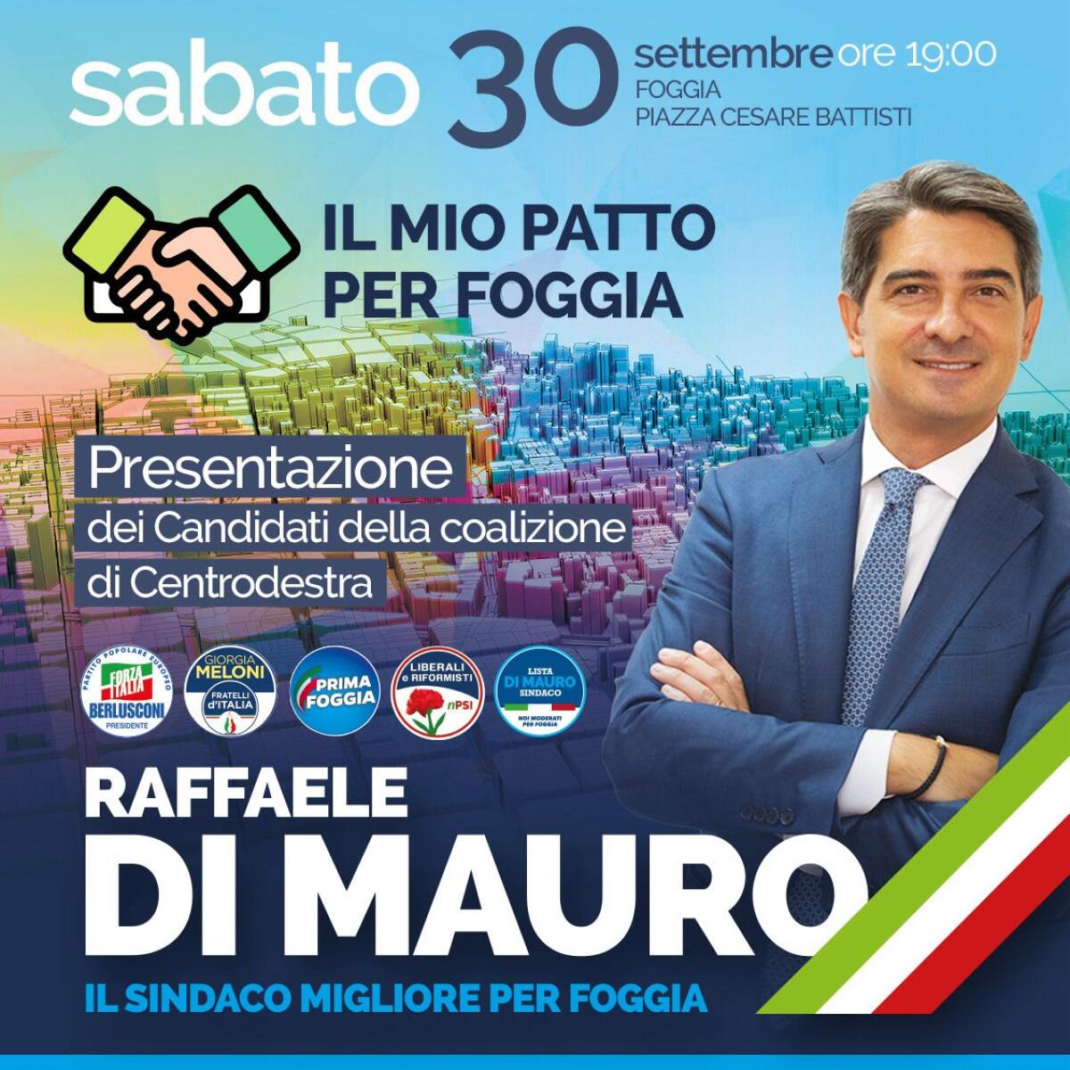 Presentazione dei candidati di centrodestra, oggi alle ore 19 - 