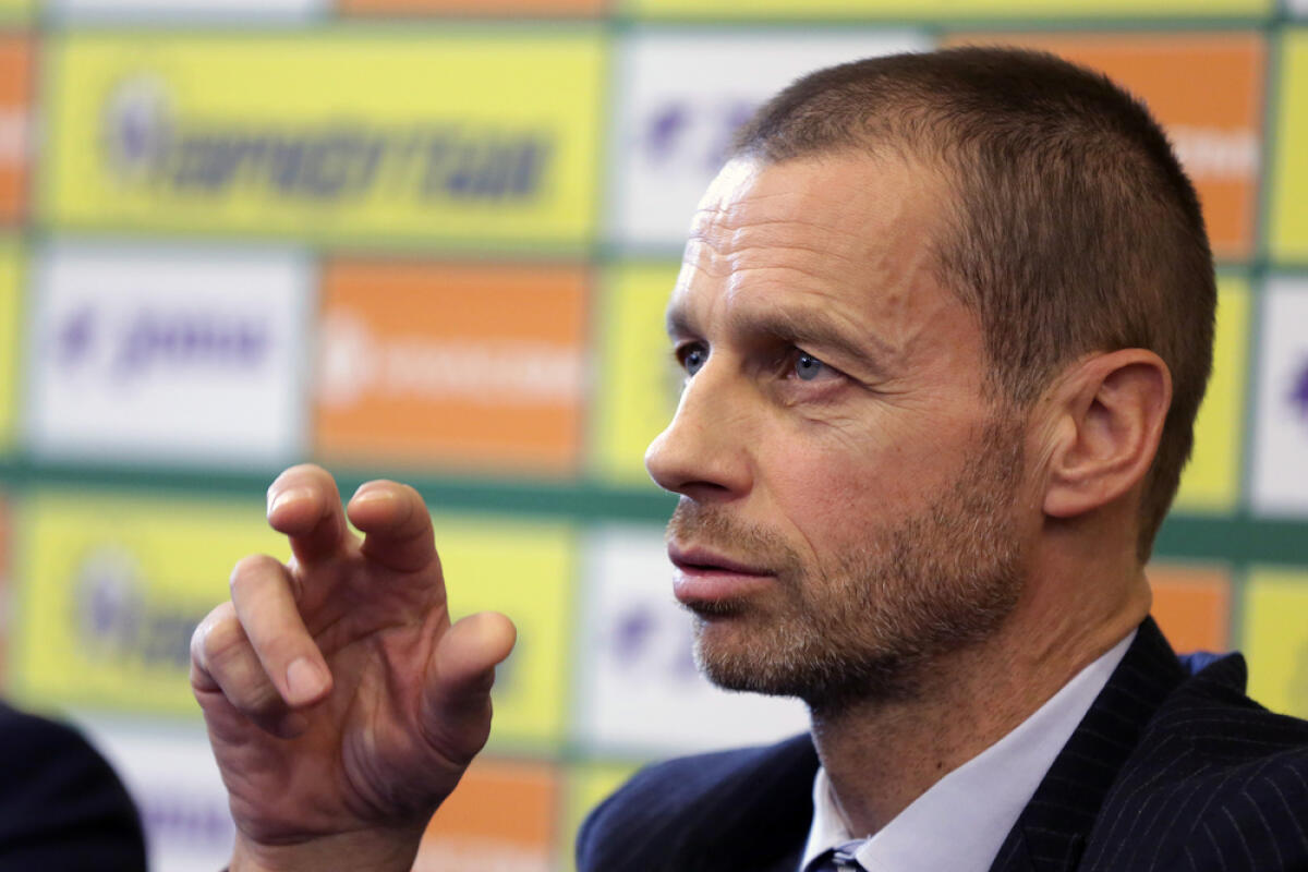Clamoroso: adesso la Uefa pensa ad una Superlega - Sofia, Bulgaria - 11, December 2017: President of the UEFA Aleksander Ceferin talks to the media during a press conference in Bulgarian Football Union.