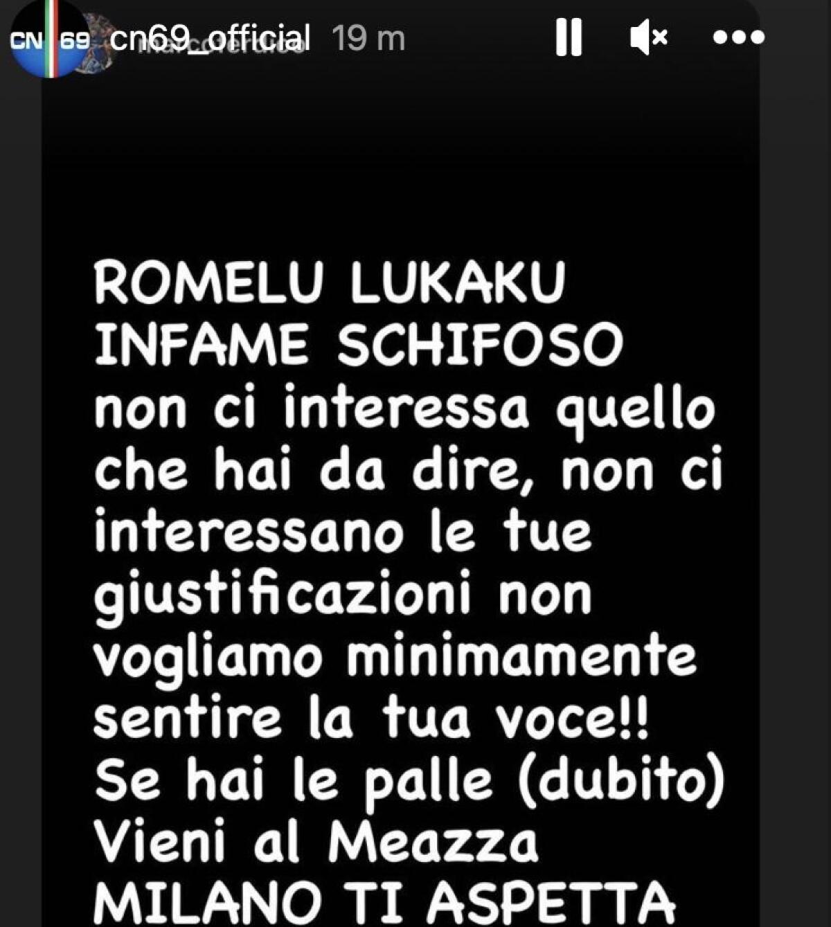 La risposta della Curva Nord a Lukaku: "Infame schifoso" - 