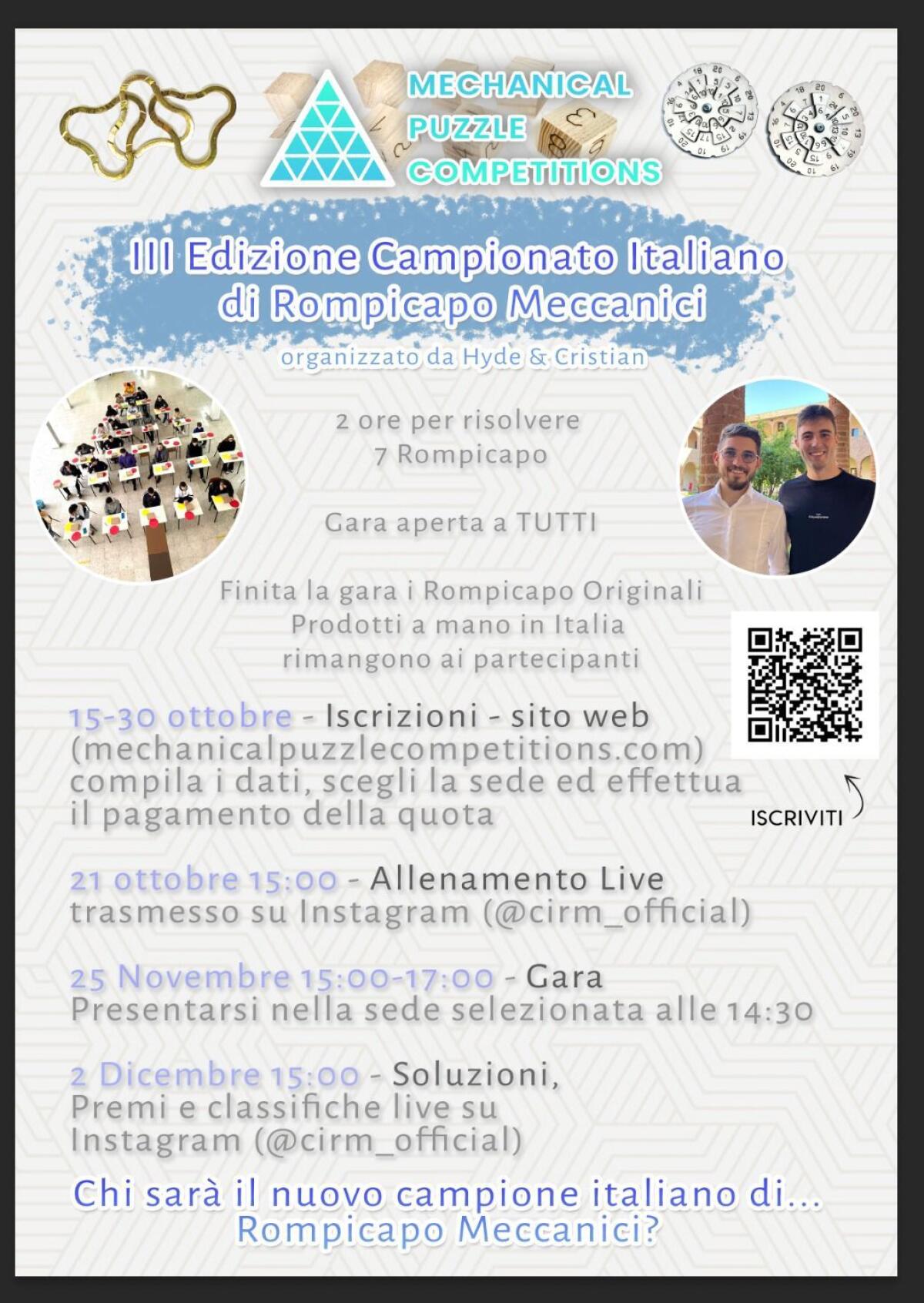 III edizione del Campionato Italiano di Rompicapo Meccanici - 