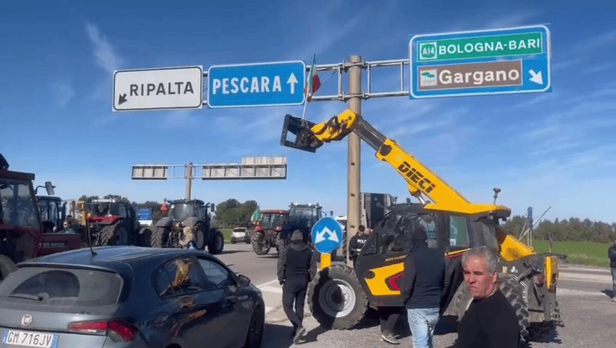 Agricoltori, sulla SS 16 blocco dello svincolo di Ripalta - 