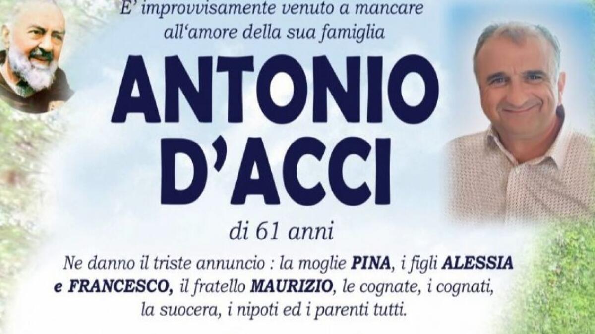 Lunedì i funerali di Antonio D'acci, il macchinista eroe - 
