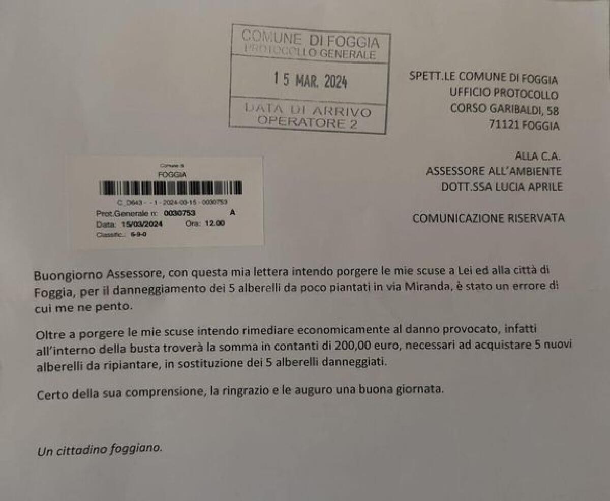 Recise alberelli in giardino pubblico: chiede scusa e rimborsa il Comune - 