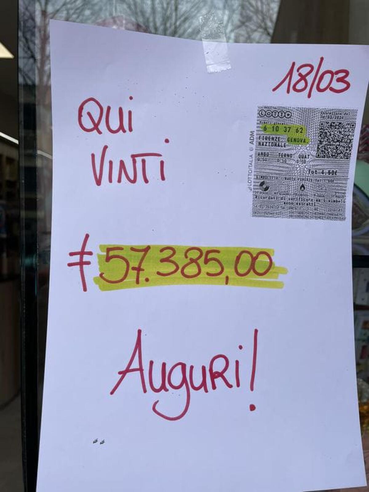 Lotto, vincita da oltre 50mila euro a Vico del Gargano - 