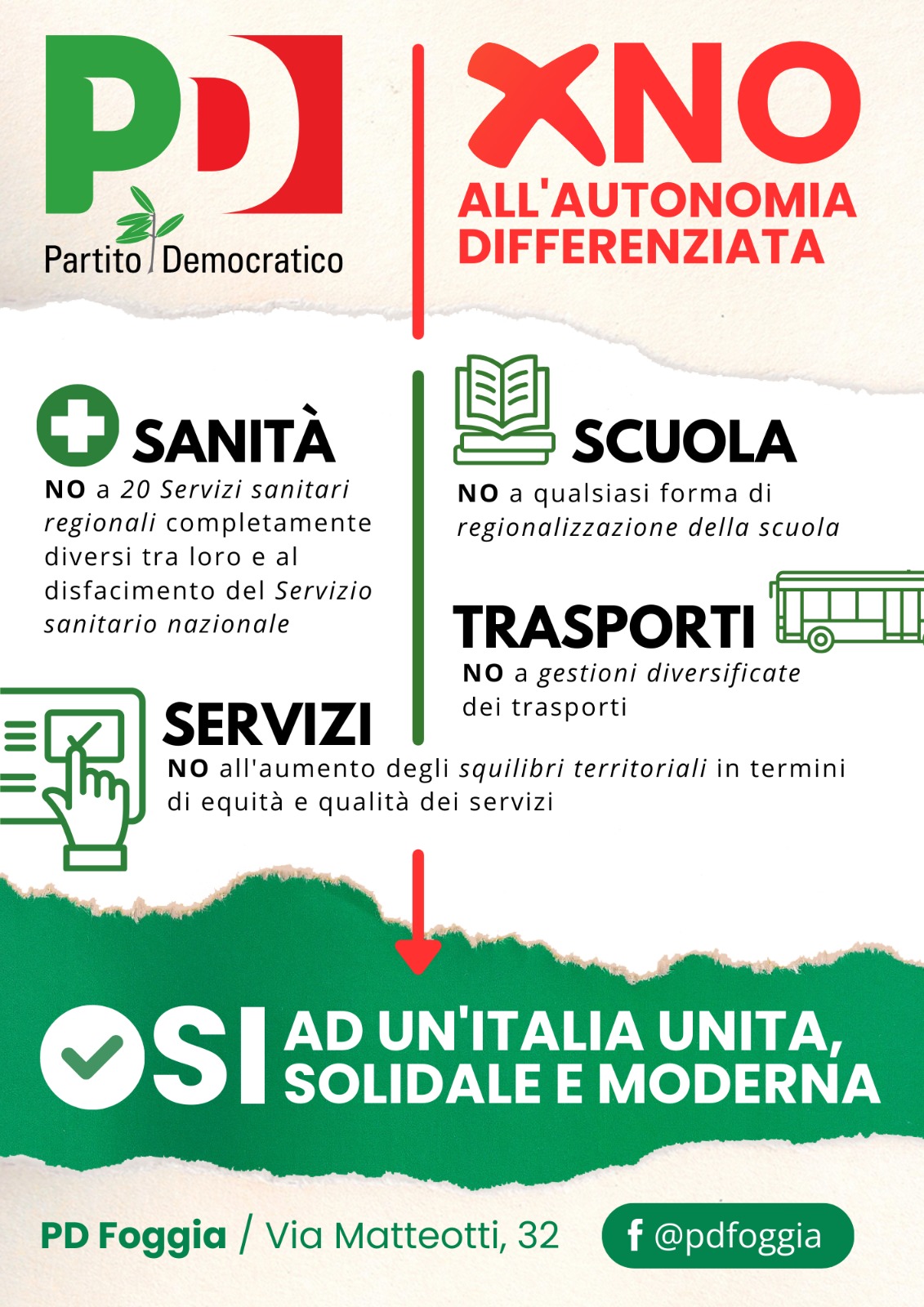 NO” all’autonomia differenziata, a Foggia tre giorni di iniziative del Pd