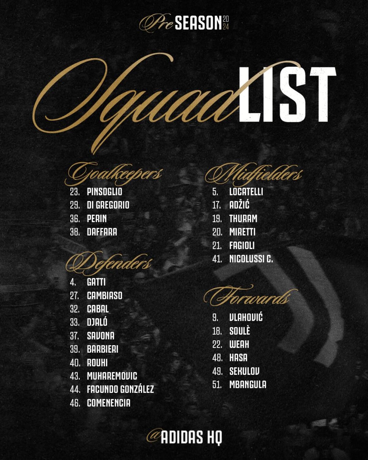 Svelati i numeri di maglia della Juventus 2024/25 - 