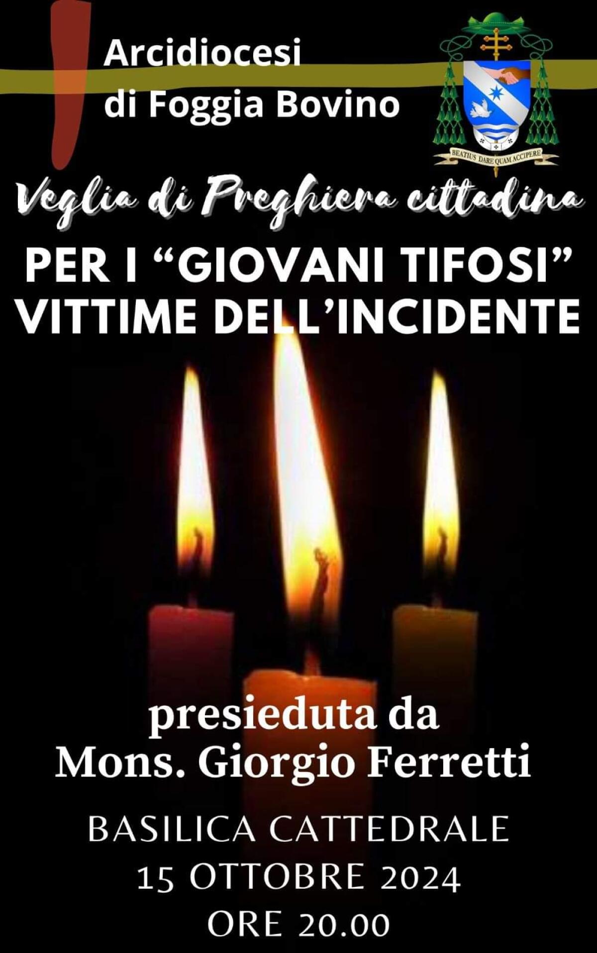 Foggia, veglia di preghiera in memoria giovani tifosi rossoneri - 