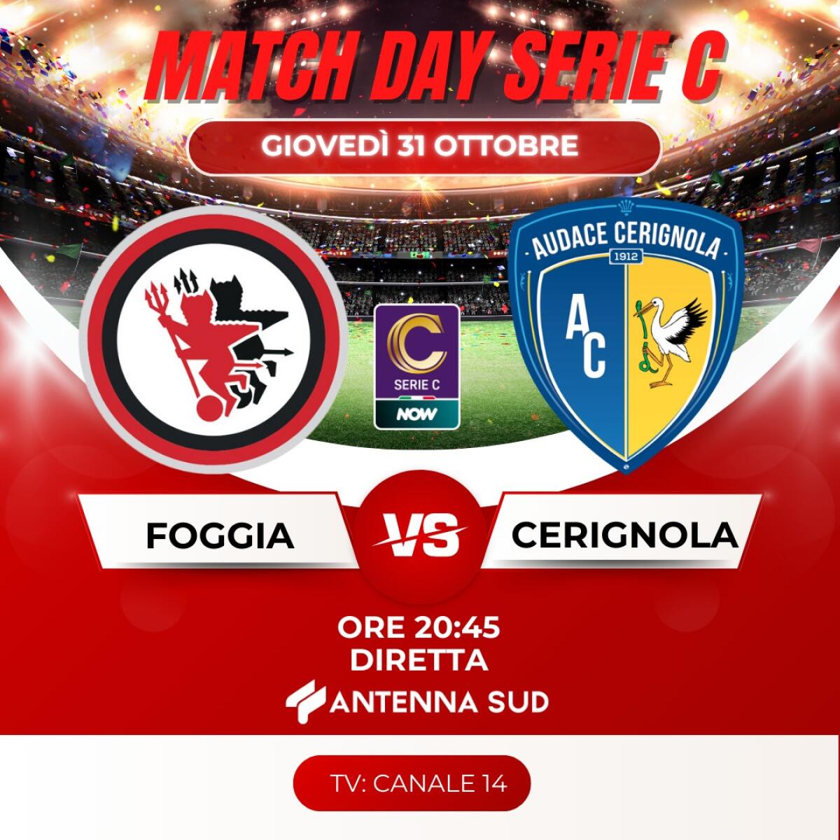 Calcio, Foggia- Cerignola in diretta su Antenna Sud - 