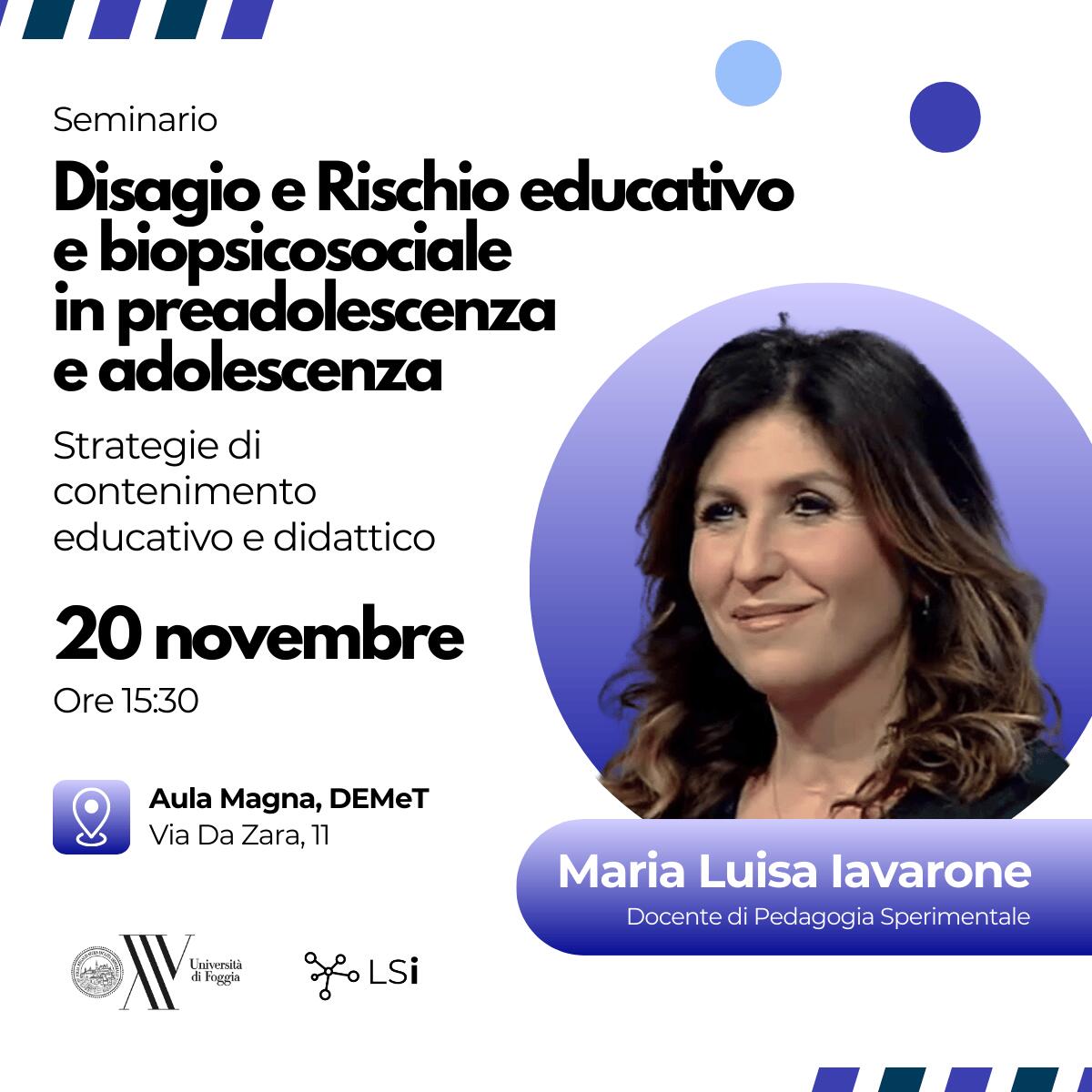 All'UniFg la professoressa Iavarone per parlare di disagio in adolescenza - 